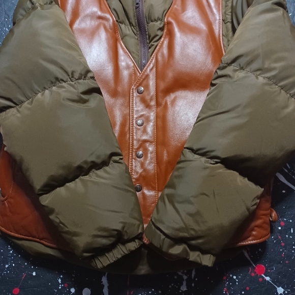 Schott NYC vintage 70s distressed leather down puffer hunting jacket / vest RARE - Picture 2 of 15